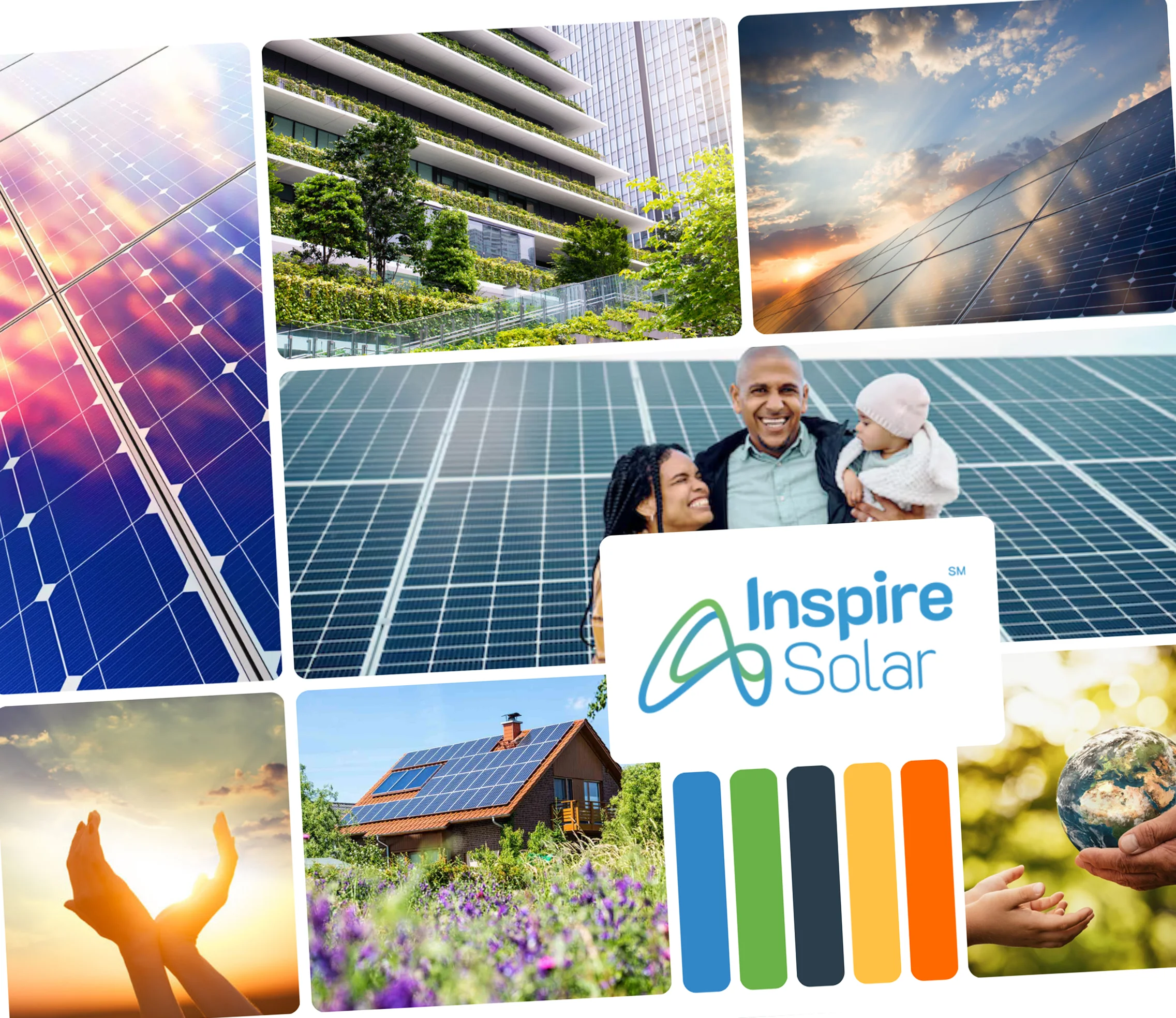 Inspire Solar brand moodboard showing visual direction and design inspiration