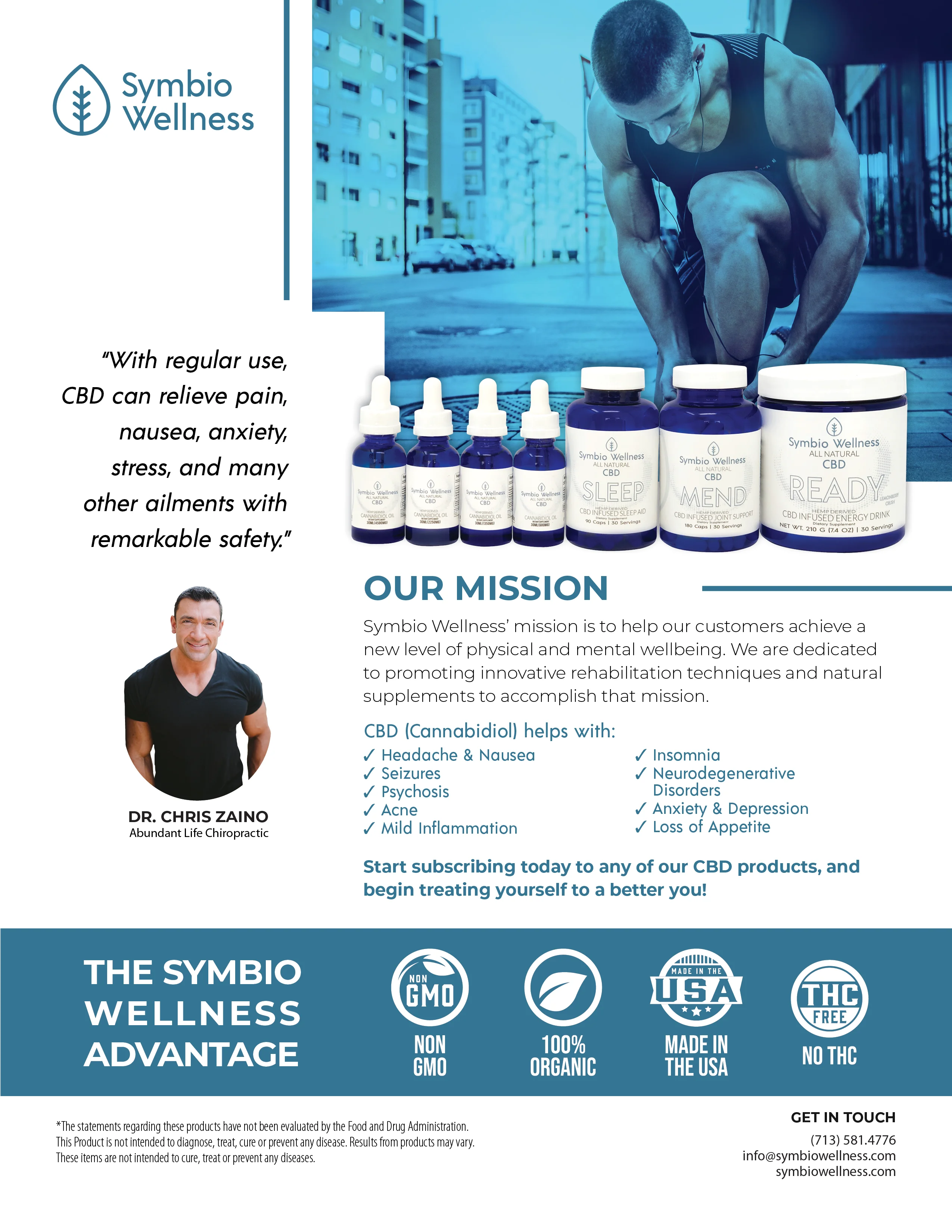 Symbio Wellness subscription flyer with pricing and product bundles