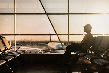 Person sitting in an airport