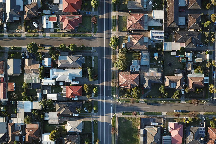 Aerial view of Australian homes