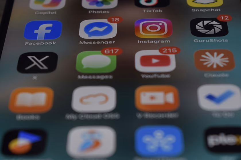 Social media apps on a phone
