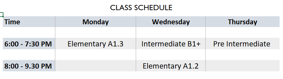 Class Schedule