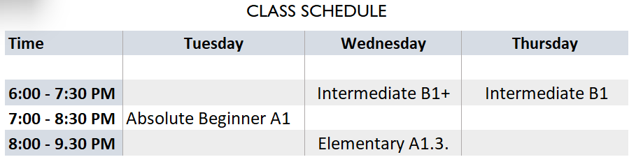 Class Schedule