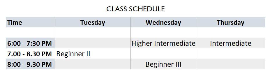 Class Schedule
