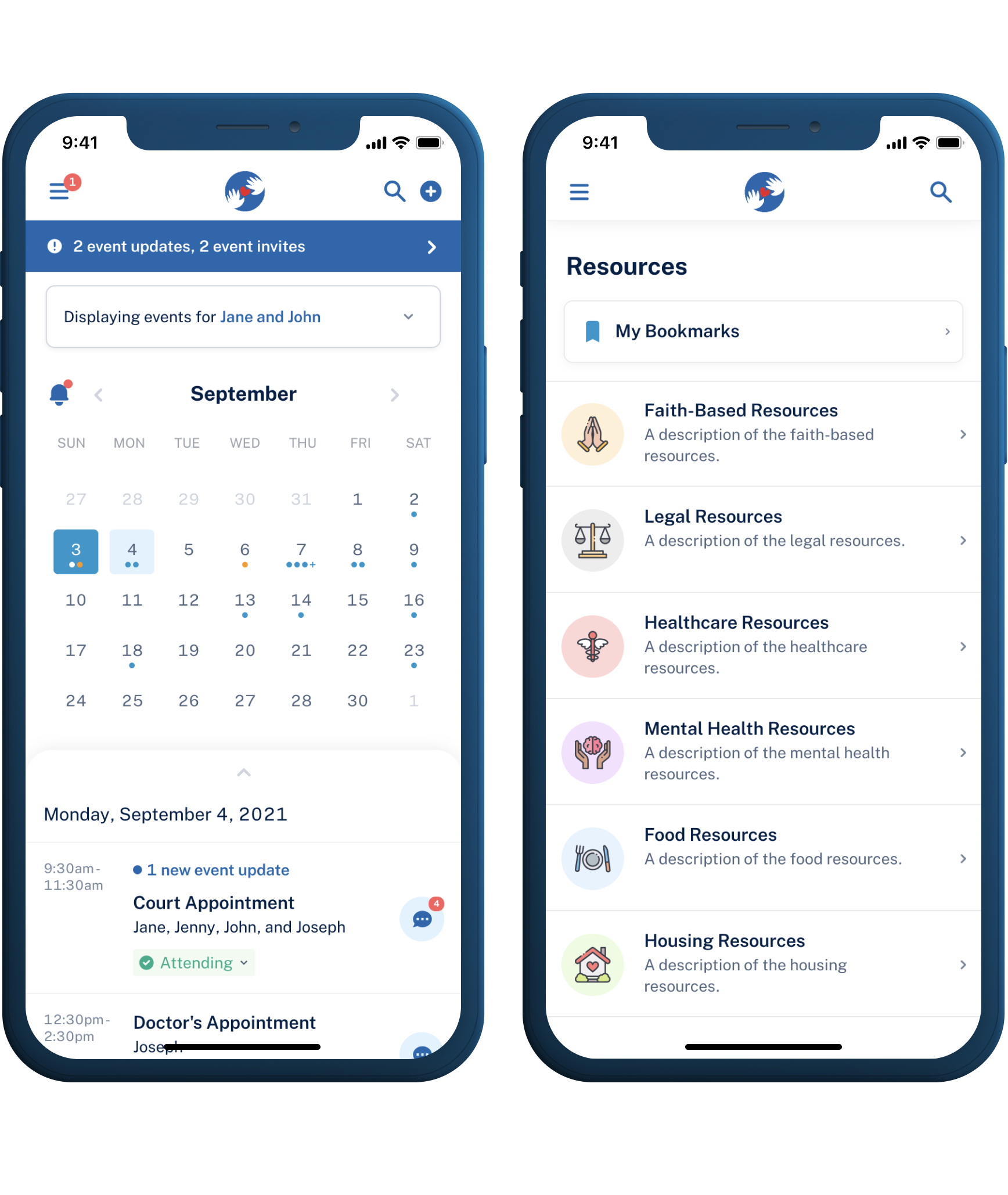 Mockup of Konnect foster care management app
