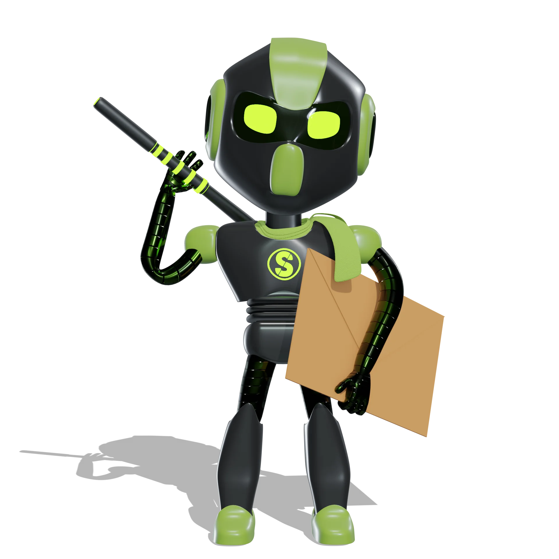 A ninja holding an Email folder