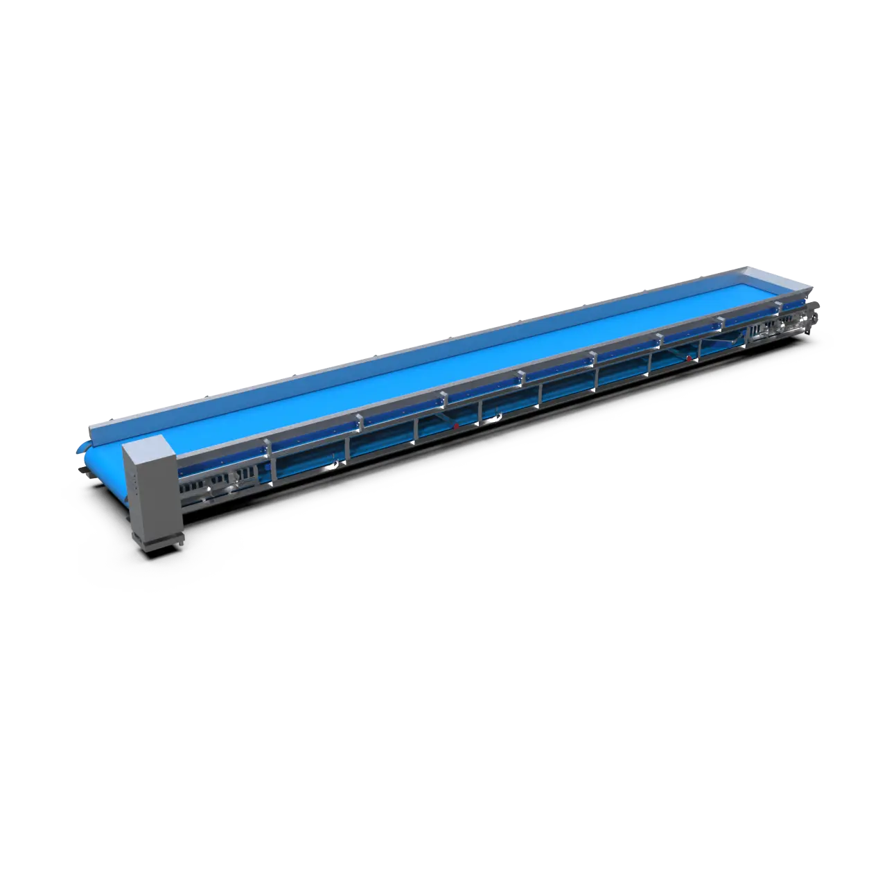 Conveyor belt stainless steel - PVC belt - Open structure - view from 35 degree perspective