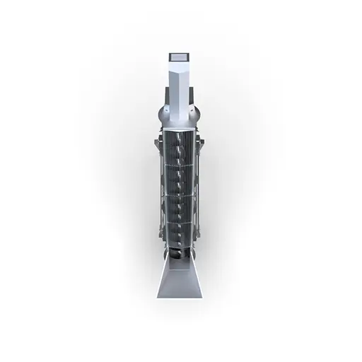 Conveying screw for feeding or extraction - mesh covered top - high front view