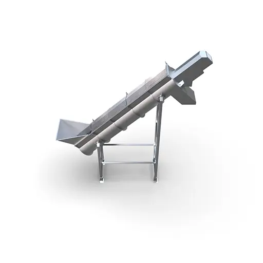 Feeding or extraction conveyor screw - mesh covered top - side view