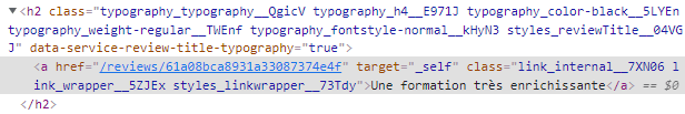 Web scraping d'un titre h2