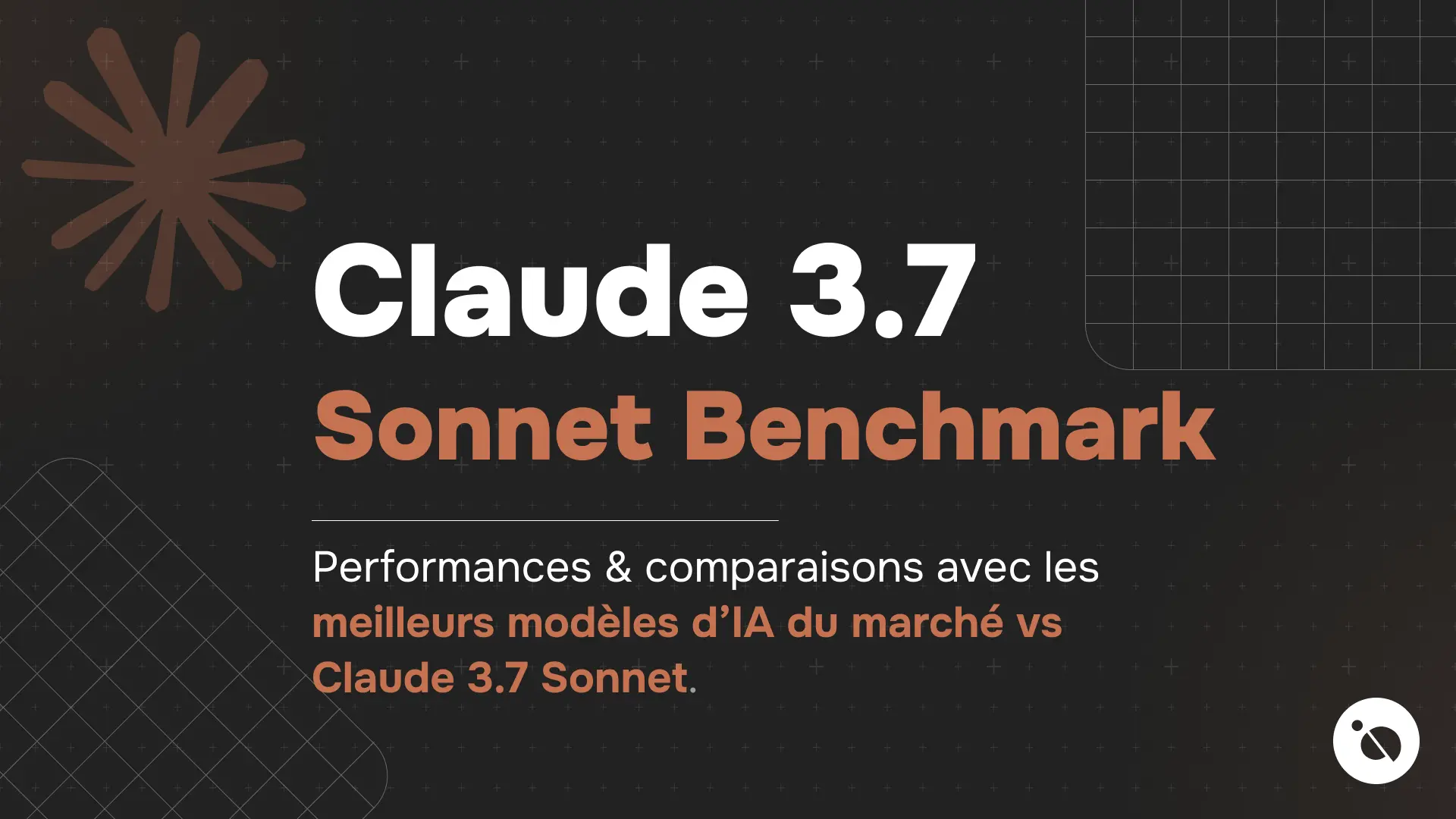 titre claude 3.7 sonnet benchmark sur fond noir avec sous-texte comparant performances des modèles ia