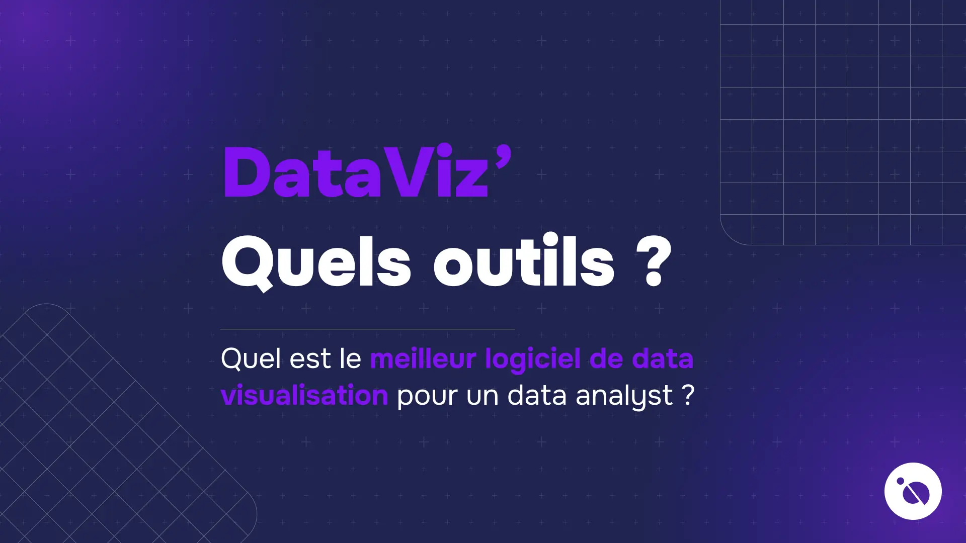 slide bleue et violette affichant dataviz quels outils et question sur logiciel de data visualisation
