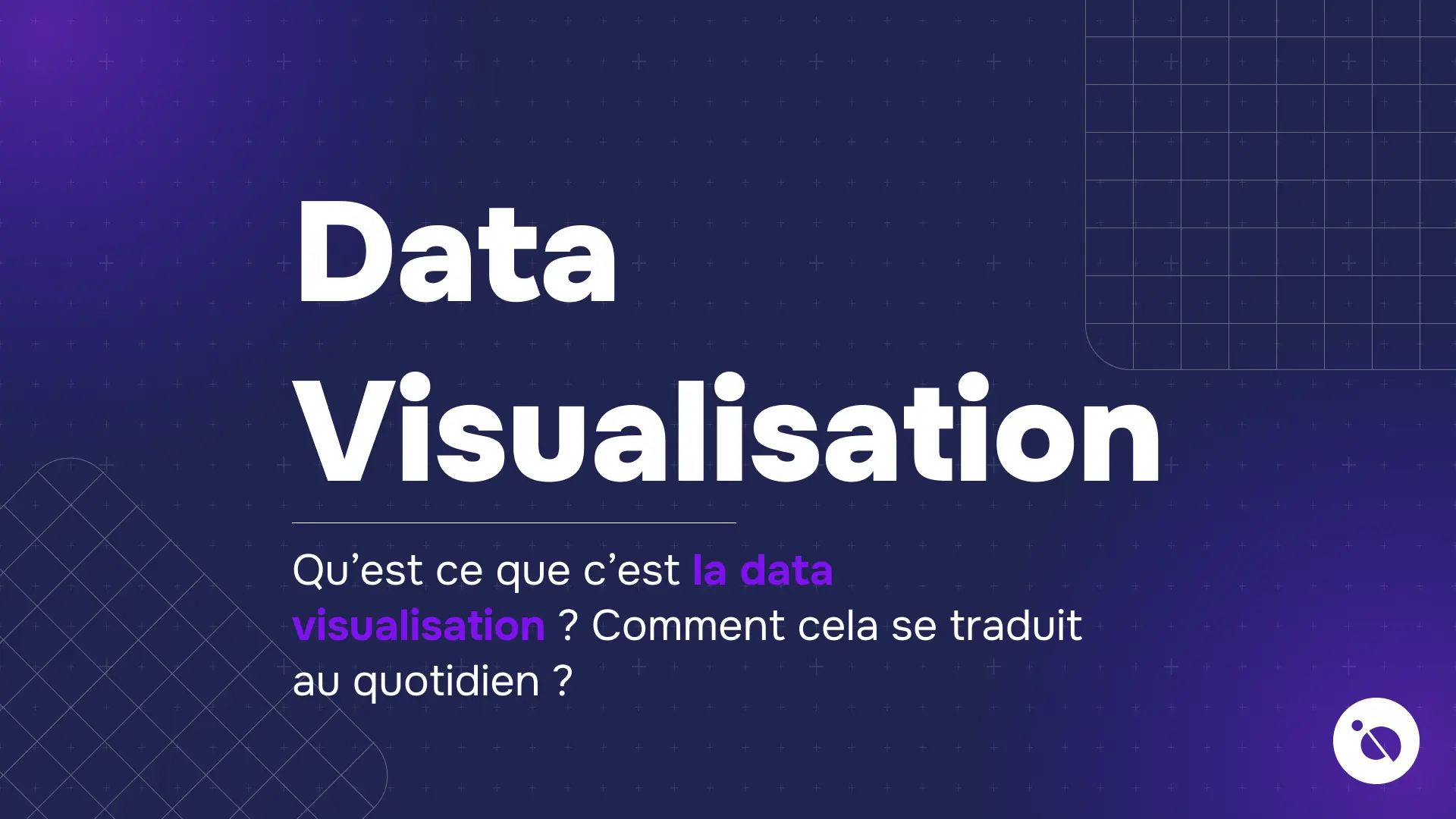 fond bleu avec des textes blancs et violets sur la data visualisation et une question sur son utilisation quotidienne