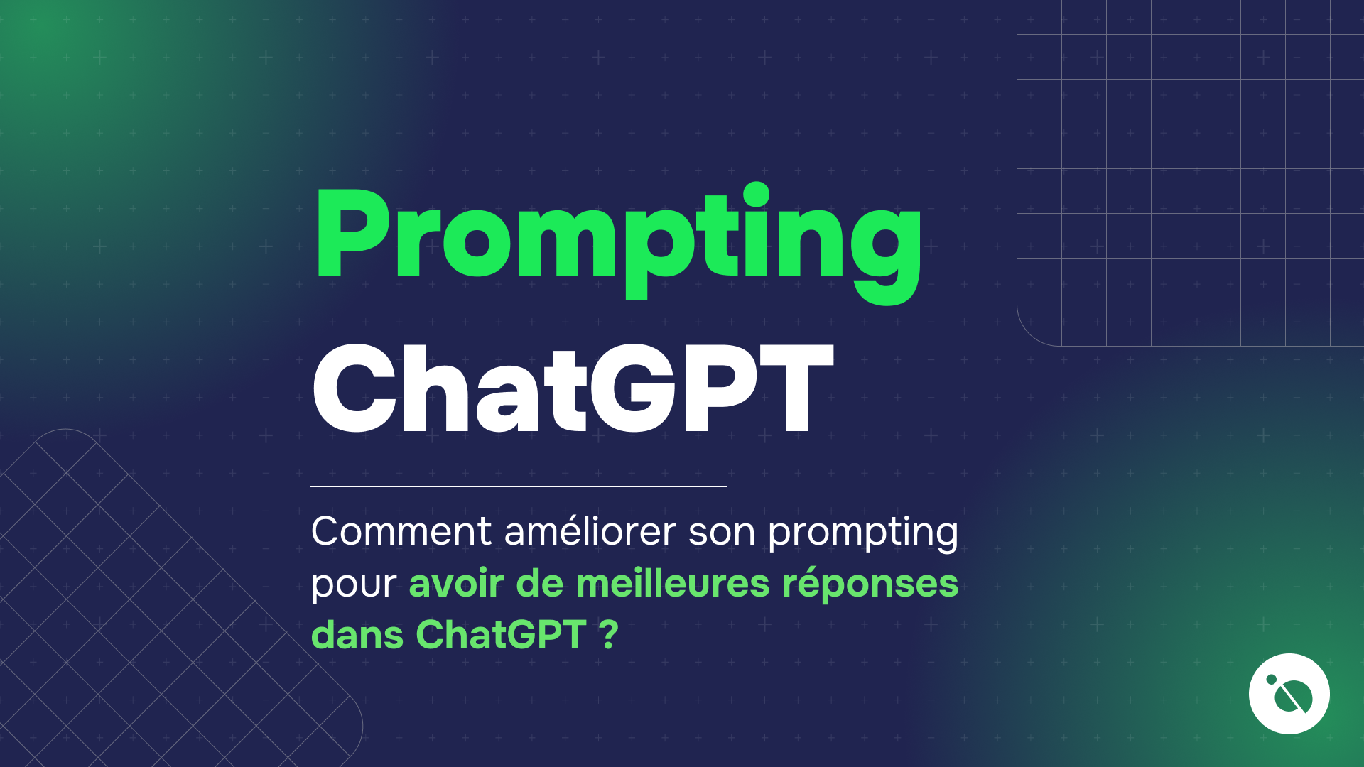 texte sur fond bleu nuit présentant le terme "Prompting" en vert et "ChatGPT" en blanc, avec une question sur le prompting.