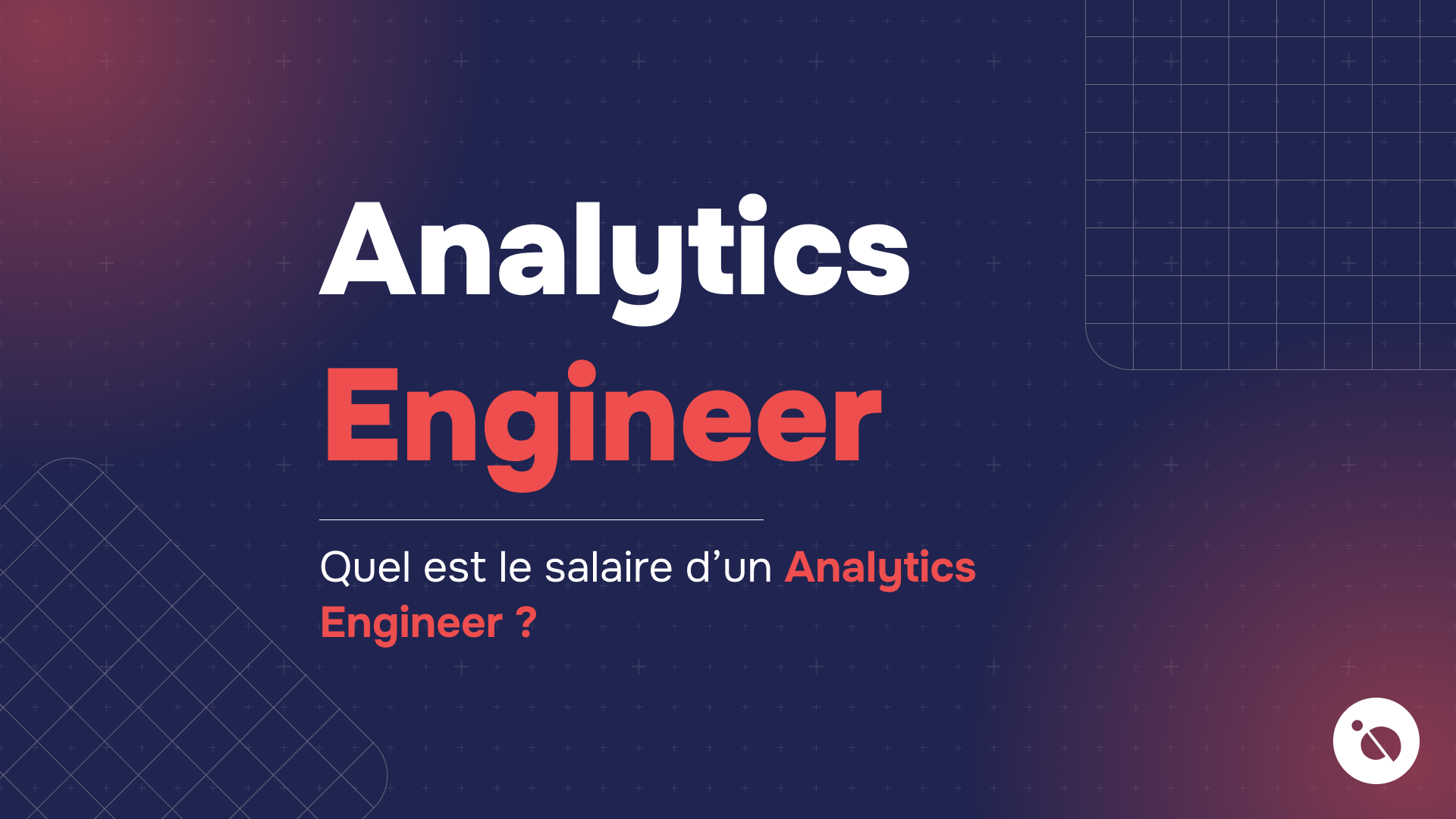 texte en typographie blanche et rouge sur un fond bleu avec des motifs géométriques, parlant des salaires des analytics engineers.