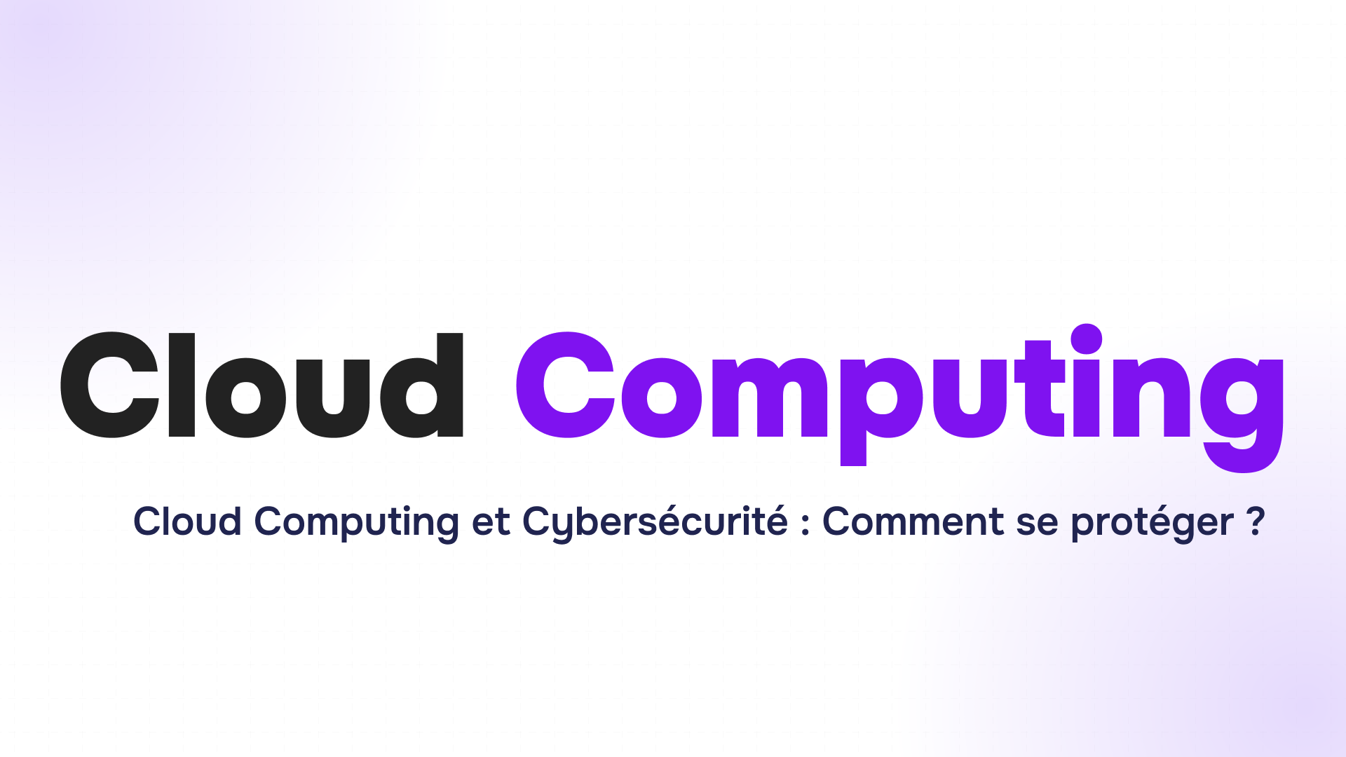 texte cloud computing violet sur fond blanc accompagné d'une question sur la cybersécurité