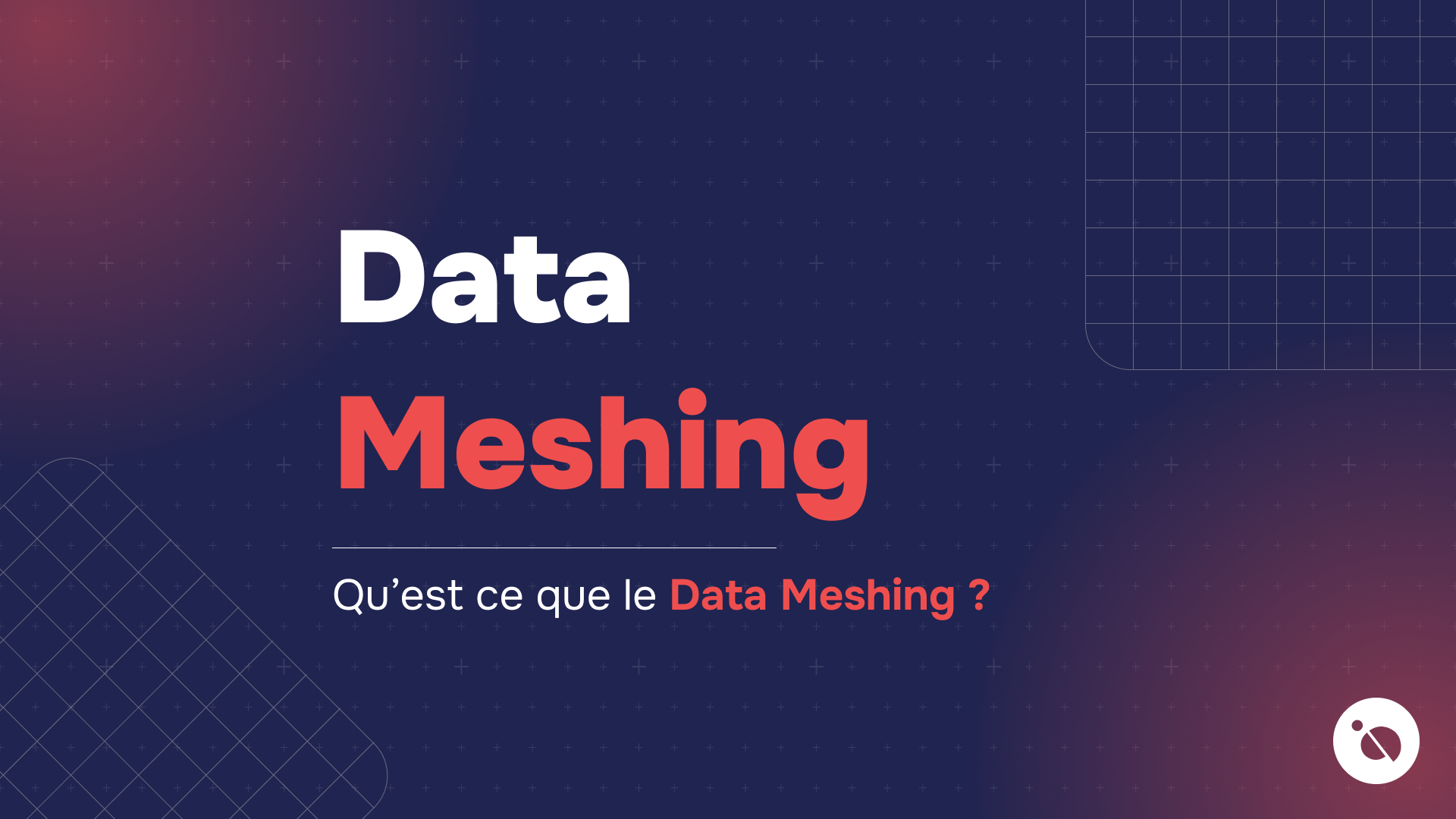 slide de formation data et IA avec fond bleu quadrillé, titre data meshing en blanc et rouge