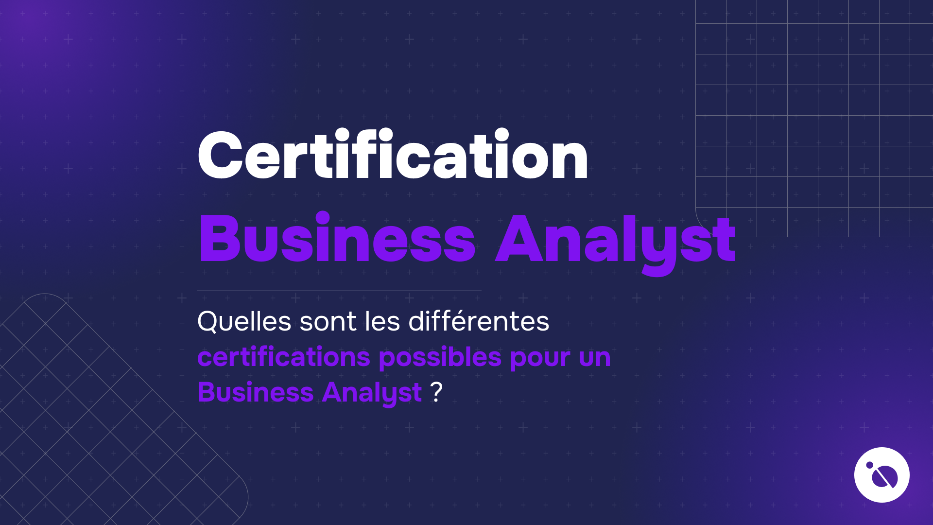 bannière violet dégradé affichant le titre certification business analyst et question sur les parcours possibles