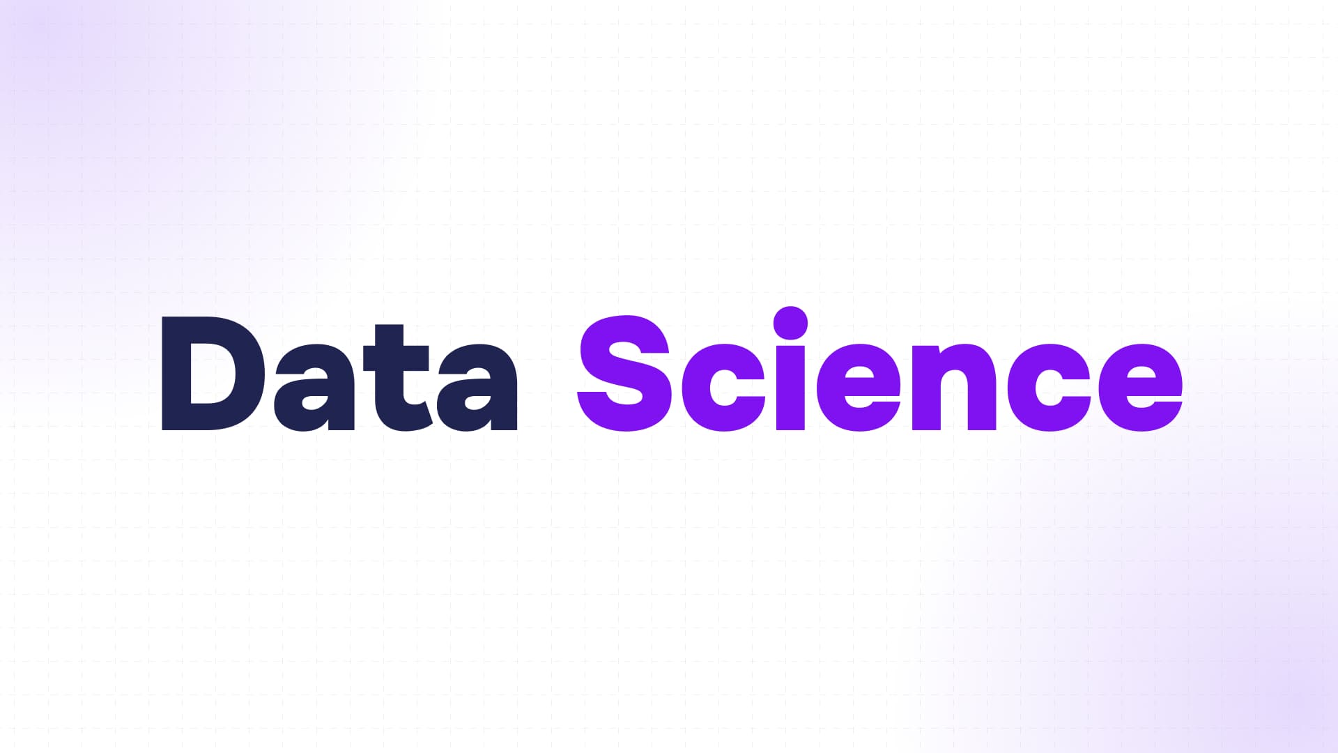 inscription data science en bleu foncé et violet sur fond clair à quadrillage discret