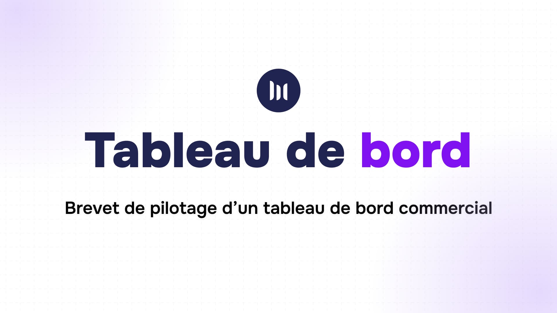 titre tableau de bord en bleu foncé et violet sur fond quadrillé avec sous-titre brevet de pilotage commercial
