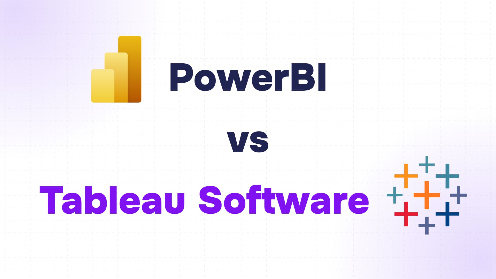 logo PowerBI en haut à gauche, texte "vs" au centre, logo Tableau Software en bas à droite