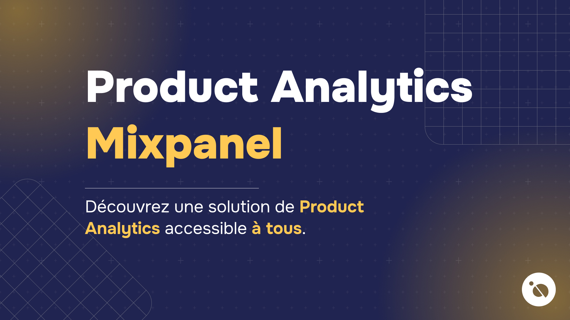 bannière de formation data en bleu foncé affichant product analytics mixpanel en jaune