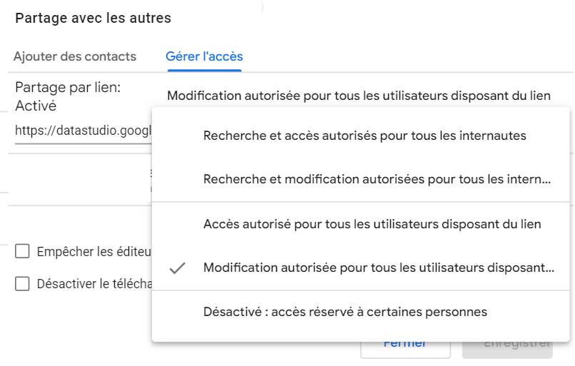 Partager un dashboard Google Data Studio