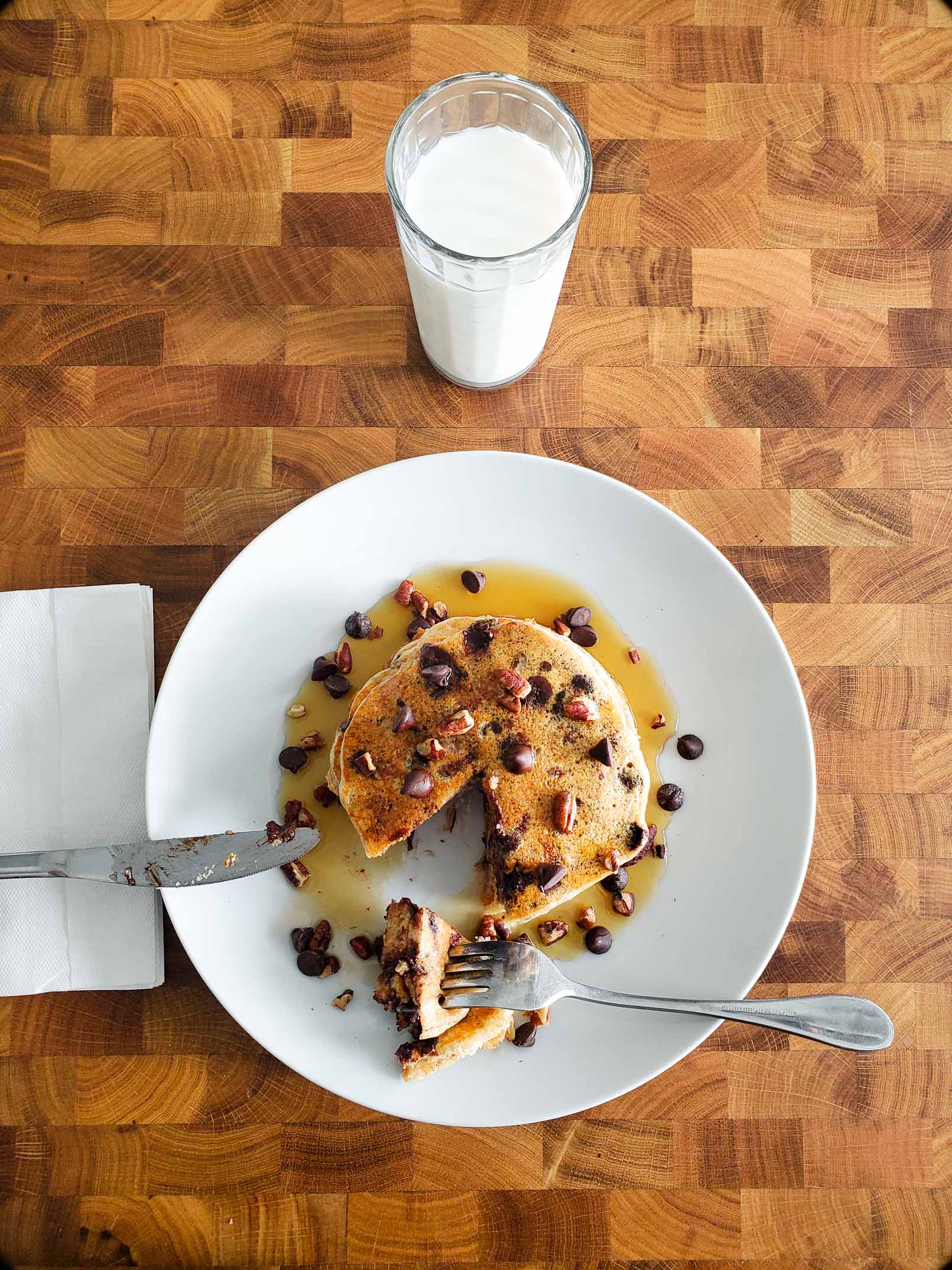 Chocolate Chips Pecan Sourdough Pancakes