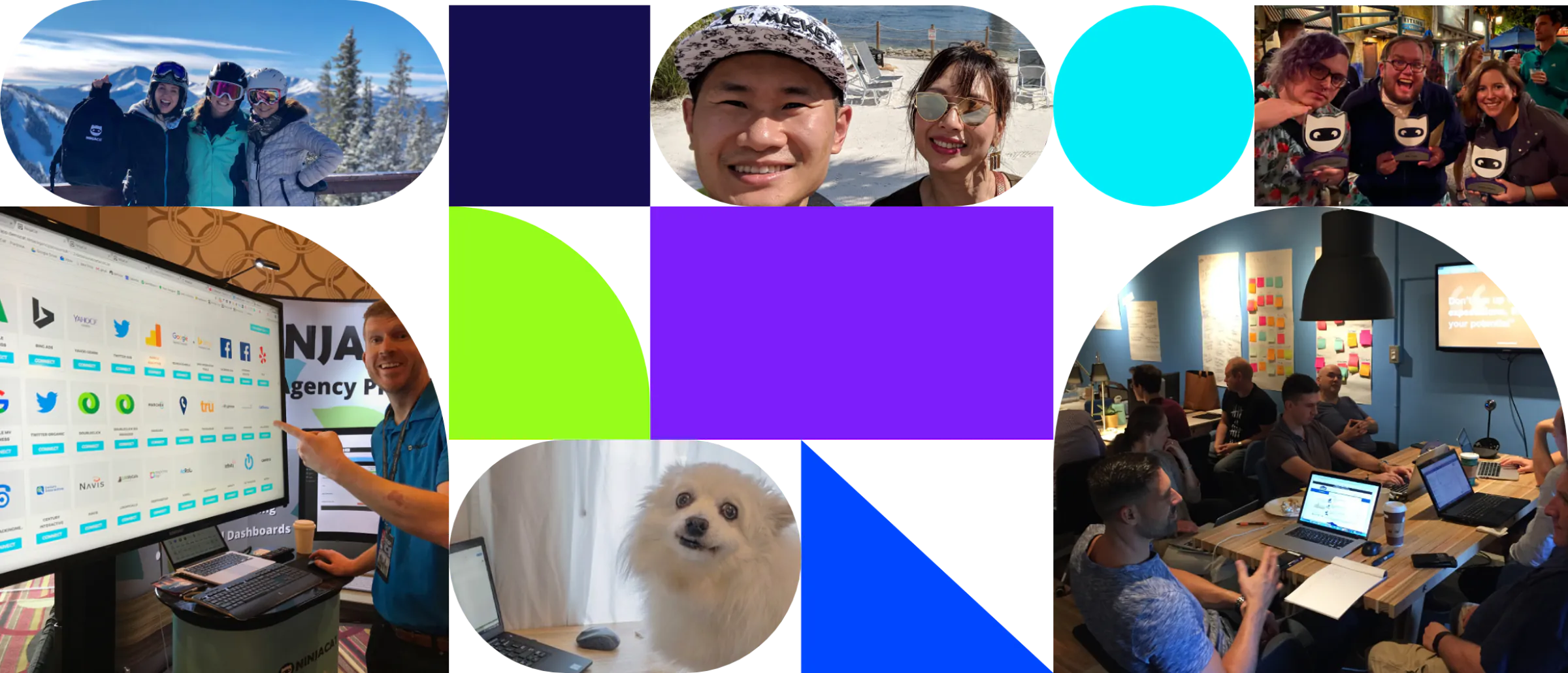 collection of images of ninjacat team members having fun
