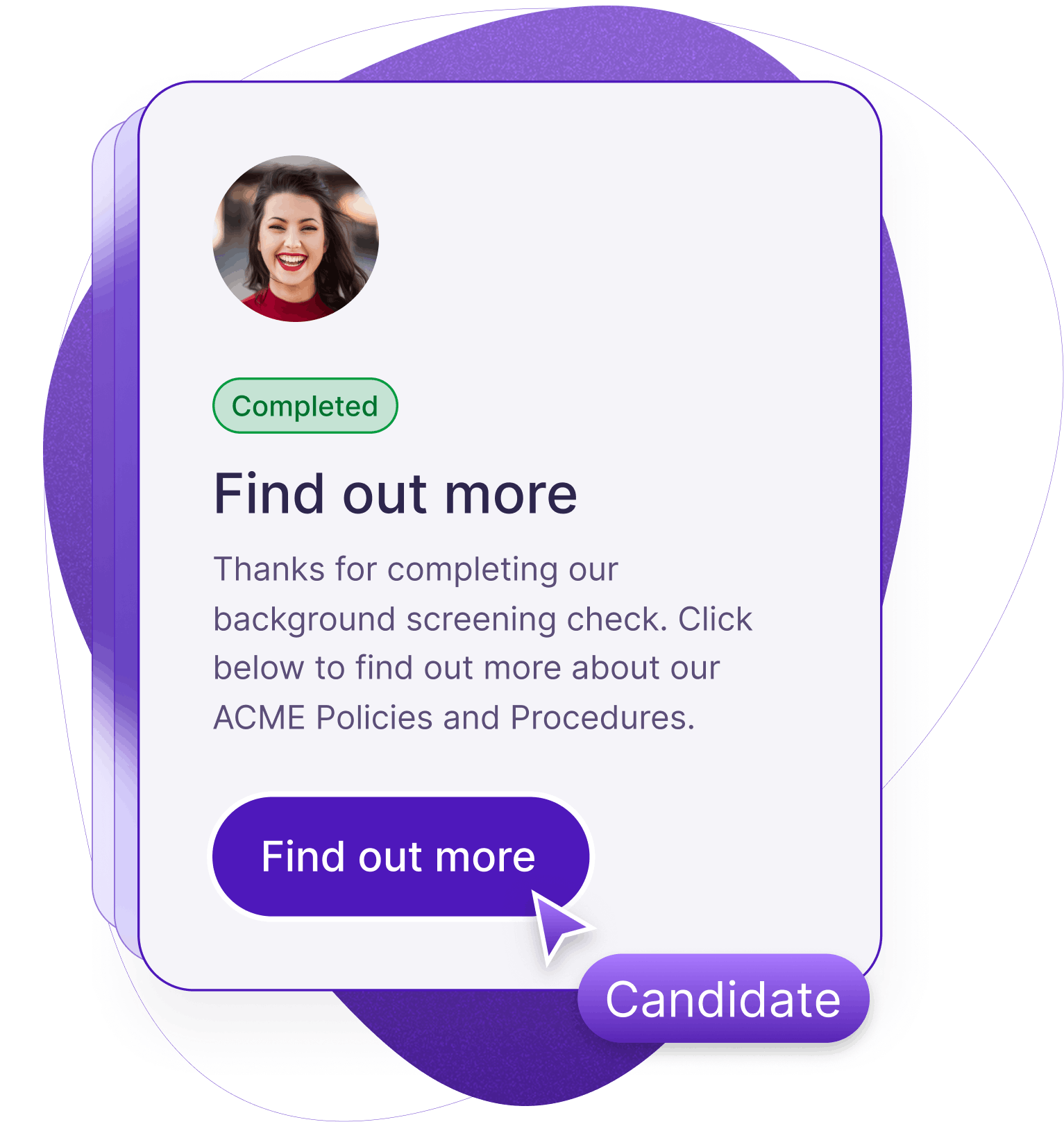 Background screening widget UI