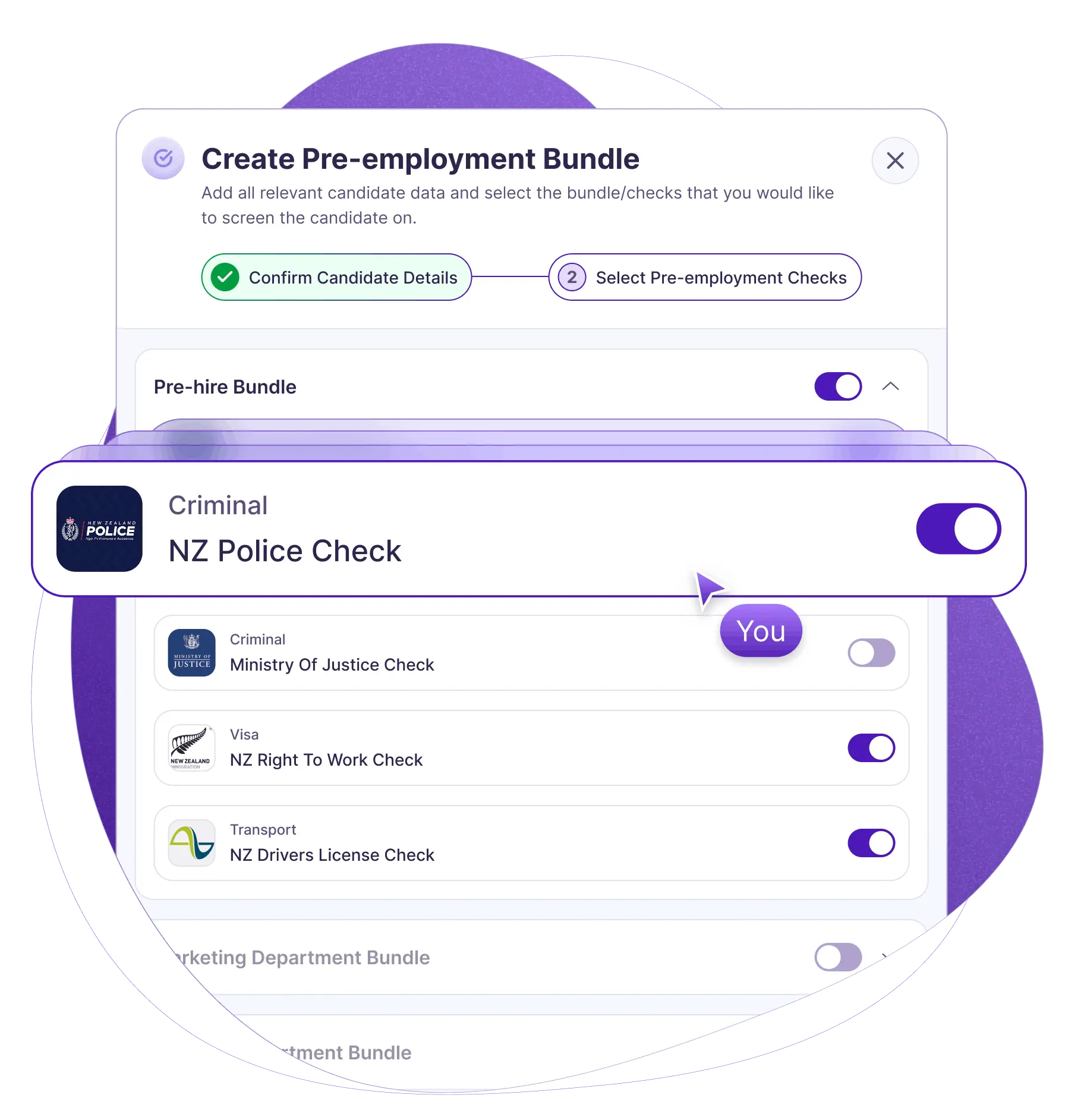 Pre-employment bundles UI