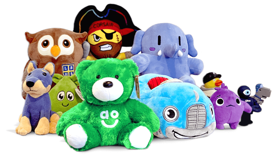 An assortment of plush and vinyl toys