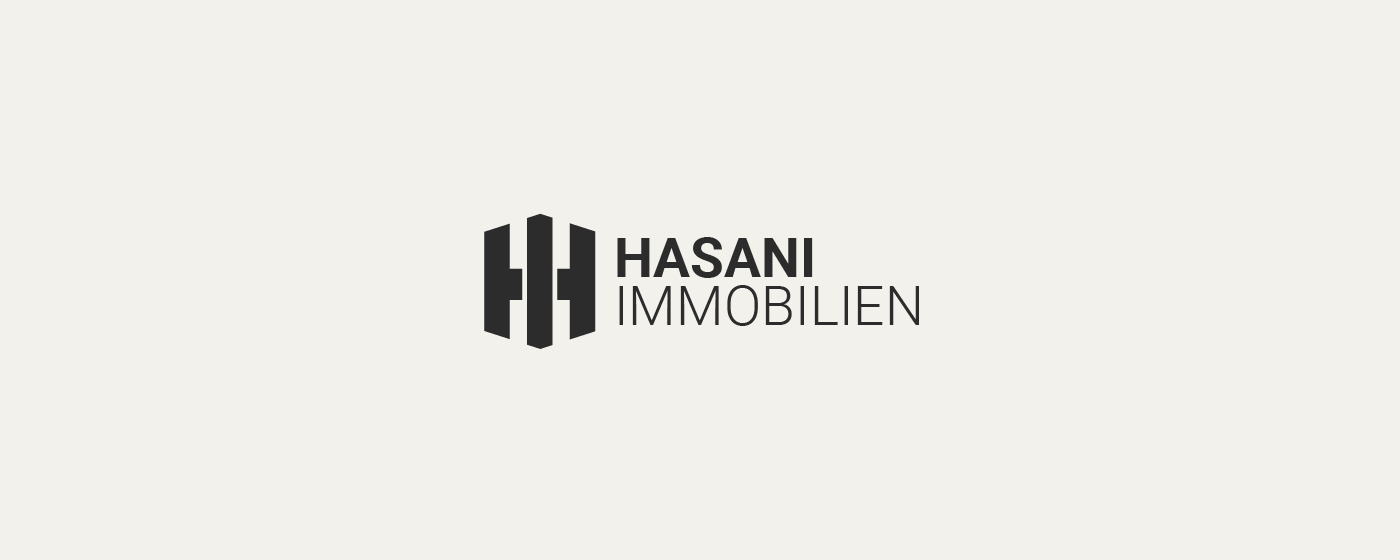 Logo HASANI Immobilien mit Gebäudekanten als Bildmarke