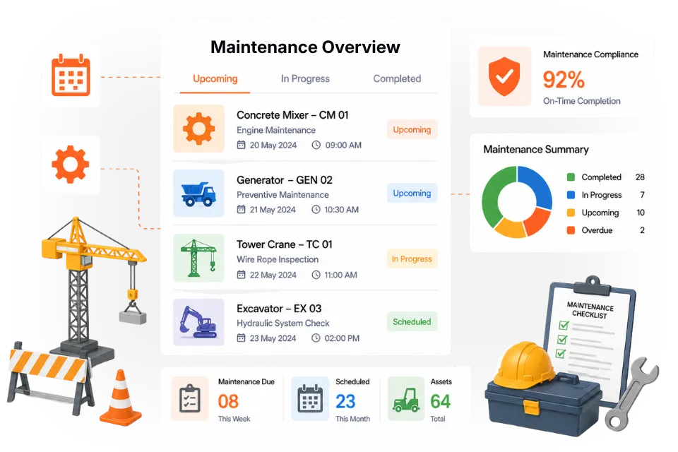 Maintenance Scheduling for Construction Equipment