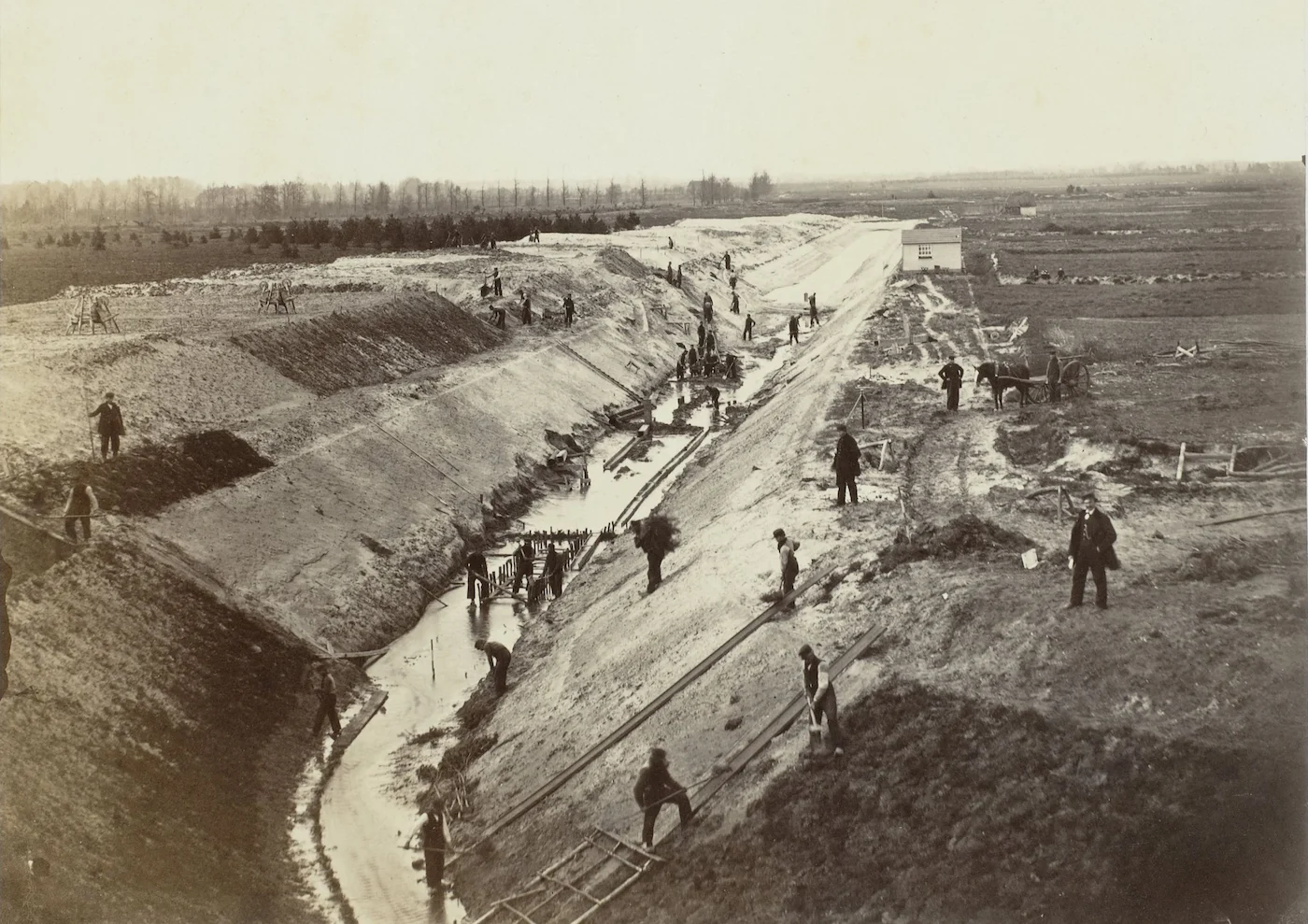 Het graven van de Zwaanspreng in 1868 (collectie Rijksmuseum Amsterdam)