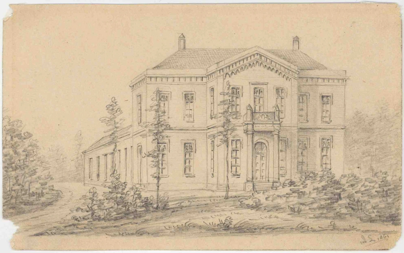 De Koningsschool in 1861, getekend door Arie Lieman, vader van prijswinnaar Willem Lieman