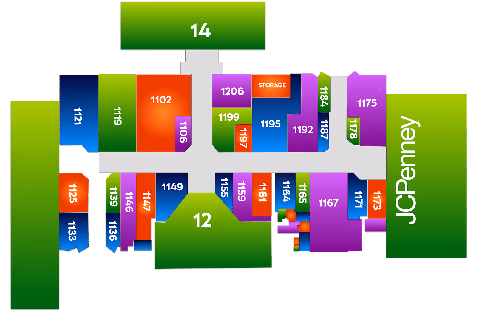 Map of the store locations in the mall