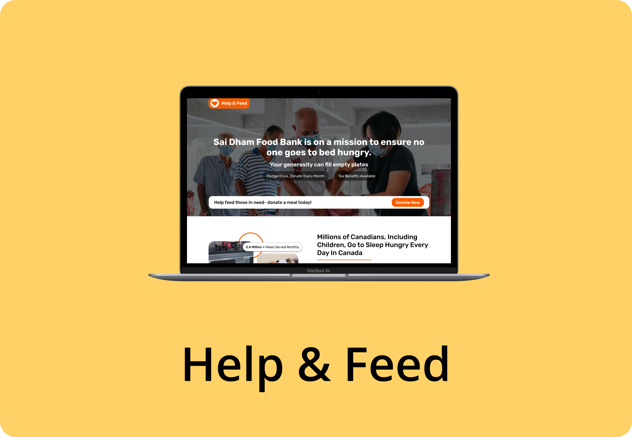  An Ipad and mobile with images of the homepage of the Help and Feed campaign website.