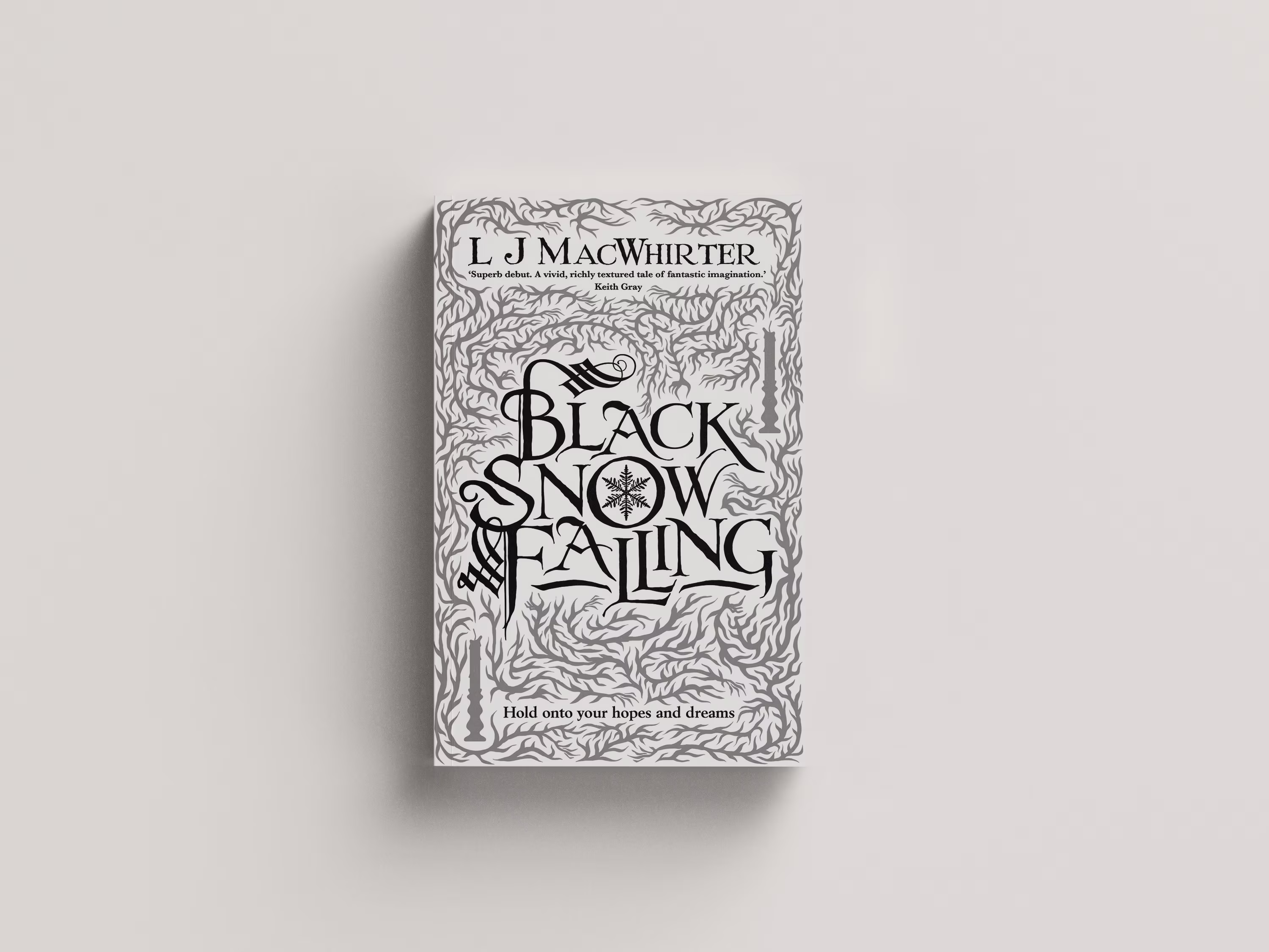 Gothic swirls and ornamentation around a flourished text