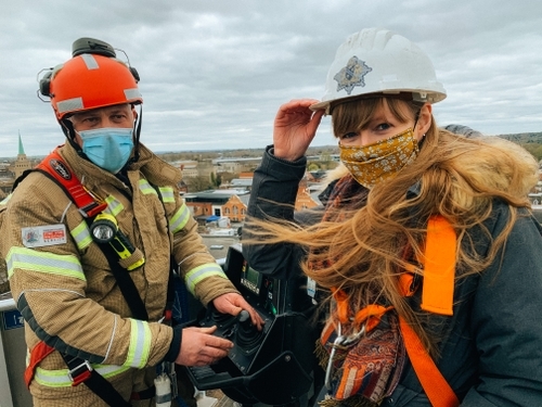 Jake behind the scenes, Oxfordshire Fire and Rescue Service