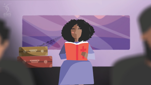 J on bus, part of I Will Stand animation, BMS World Mission, Stone Barrell