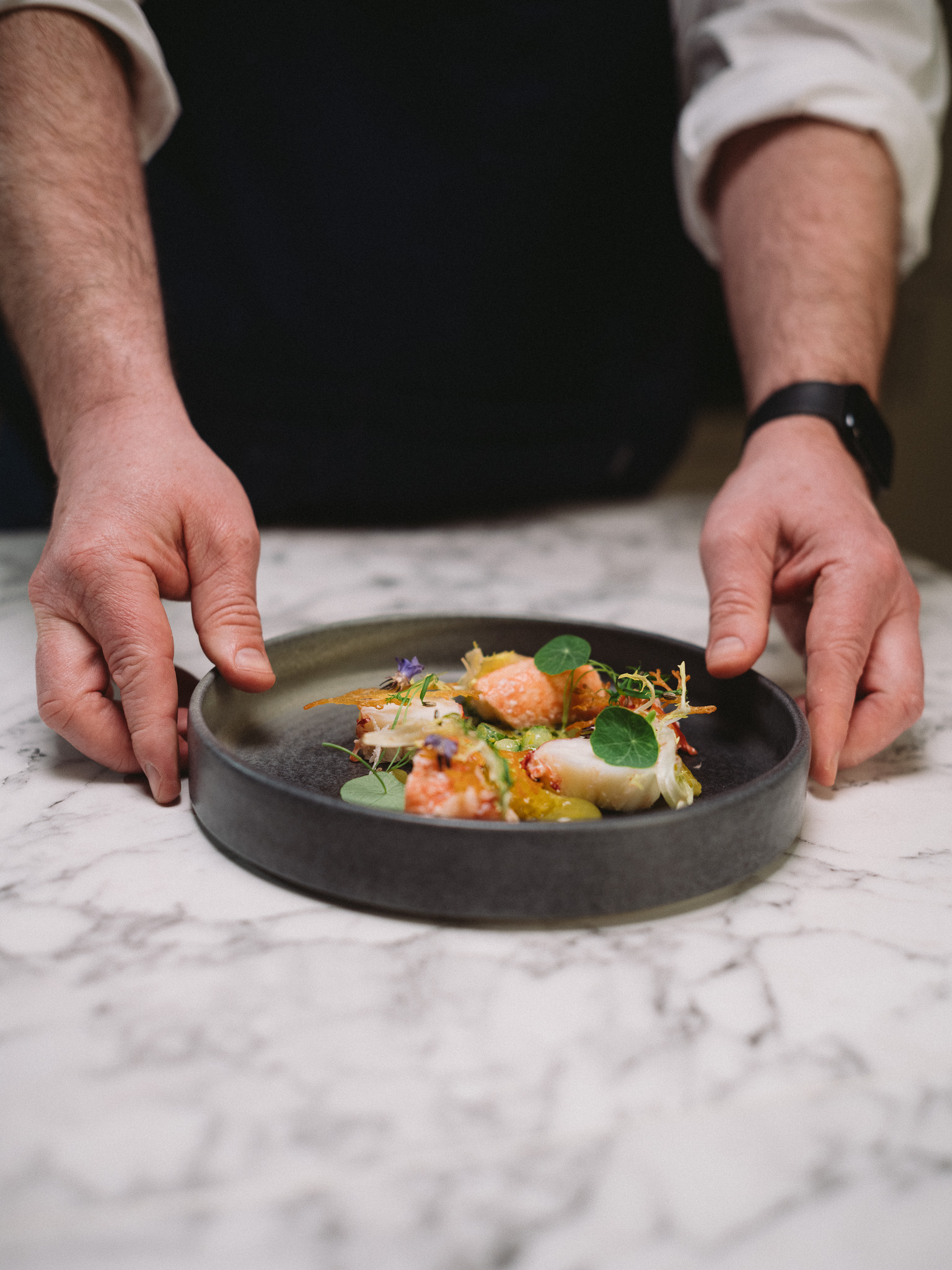 Lobster salad cooked and presented by Head Chef of Queen's College Sean Ducie