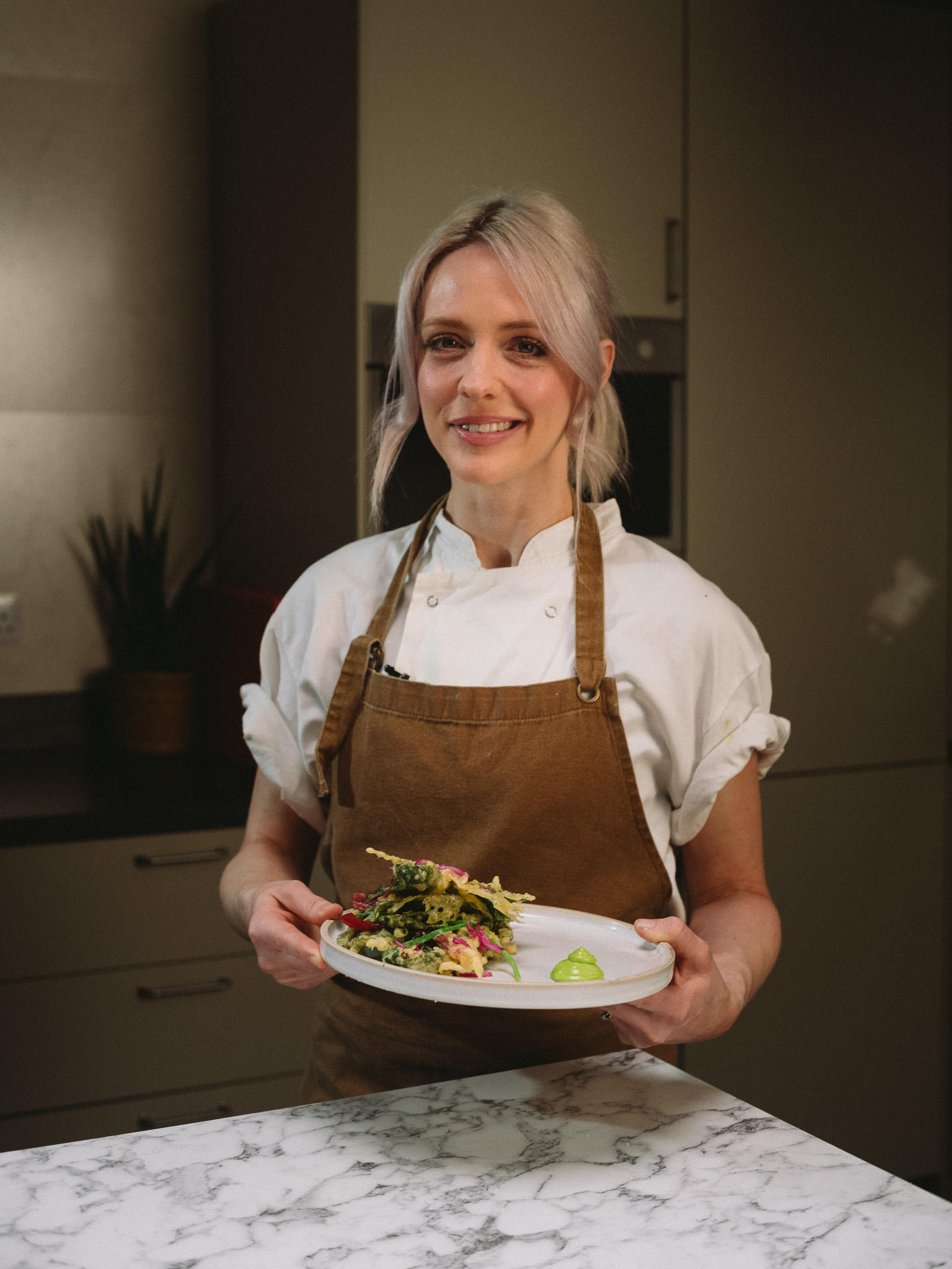 Aimee Collins from the Five Little Pigs in Wallingford with tempura chard 