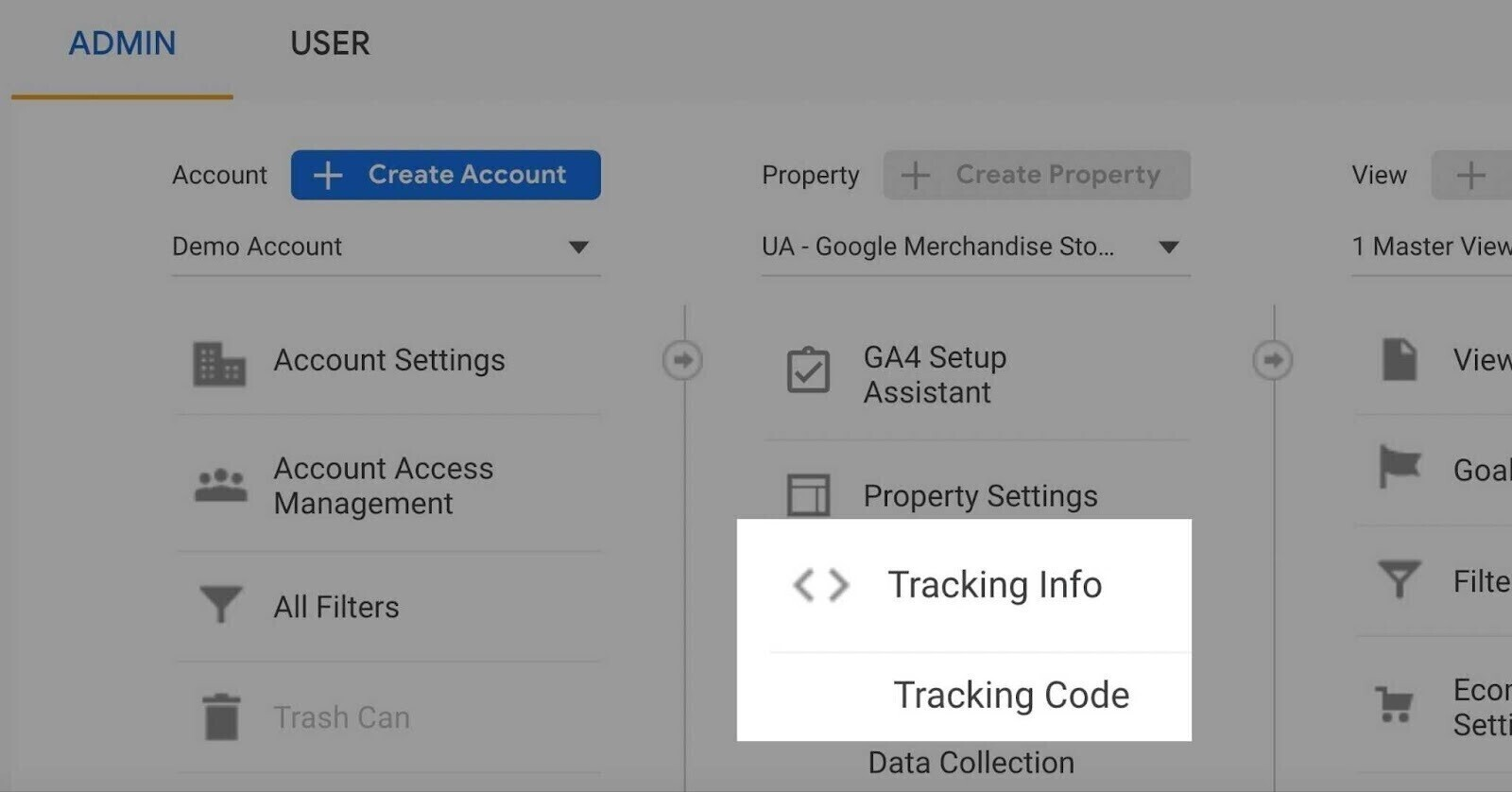 Tracking info in google analytics image 