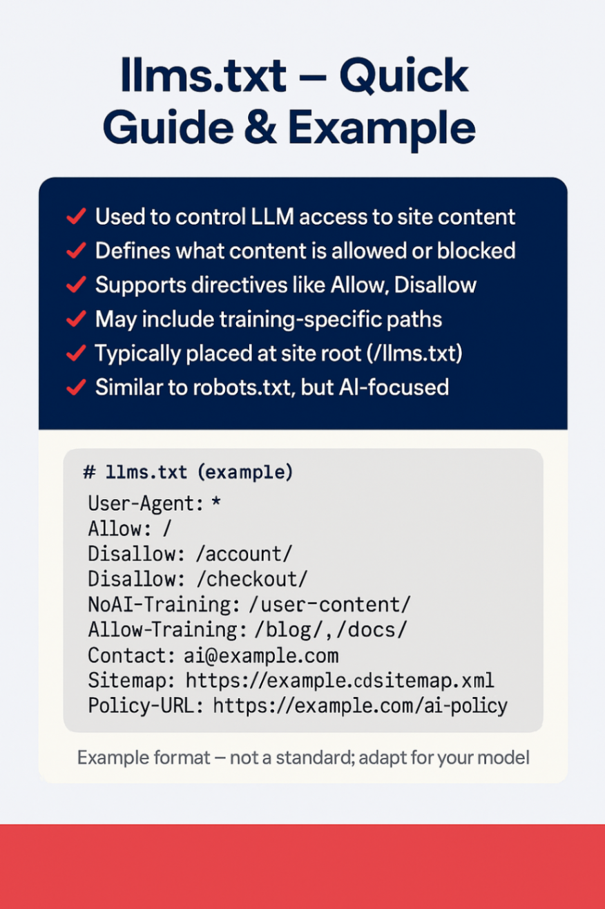 Infographic showing a quick guide on Llms.txt