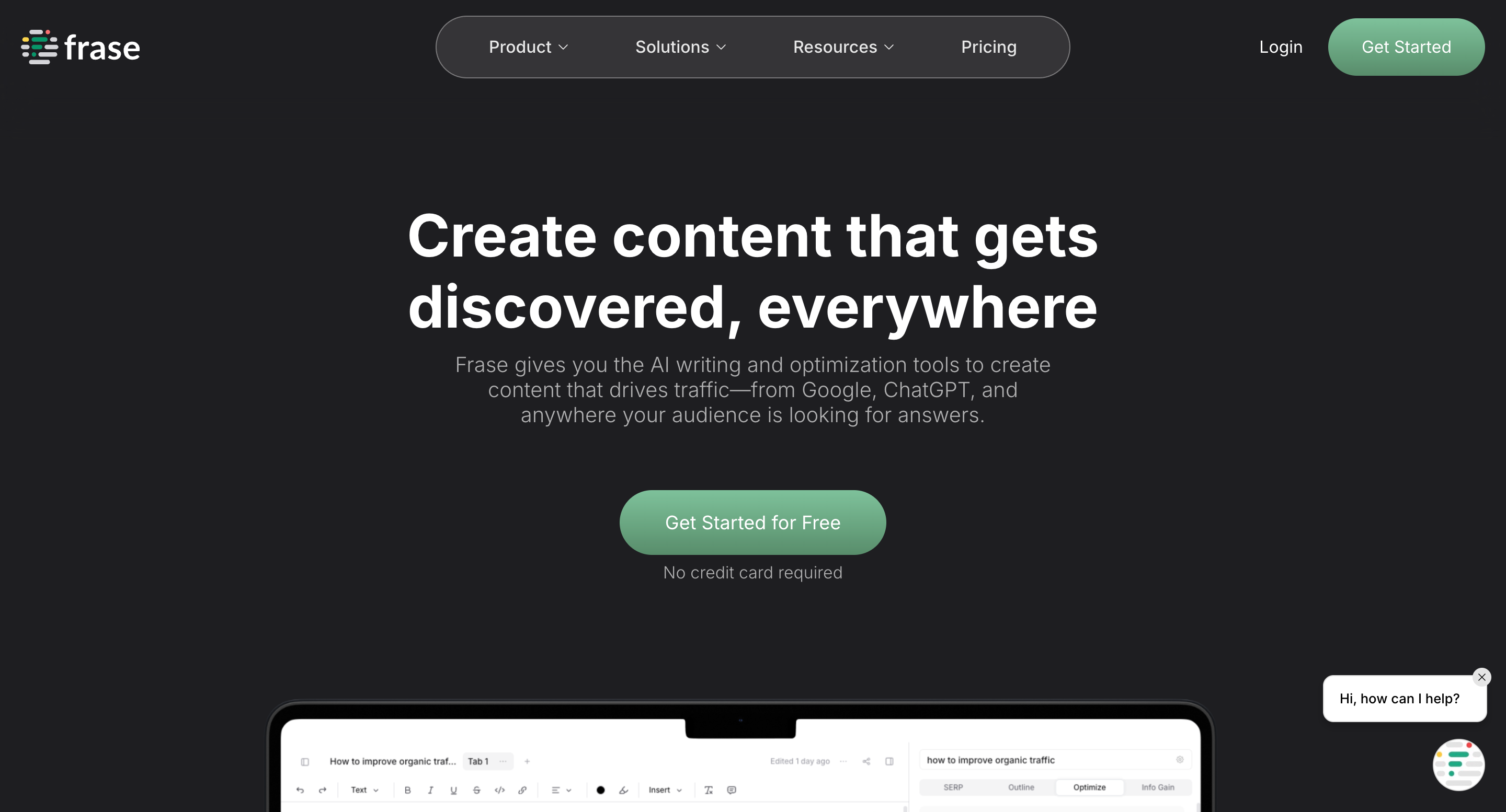 Landing page of Frase