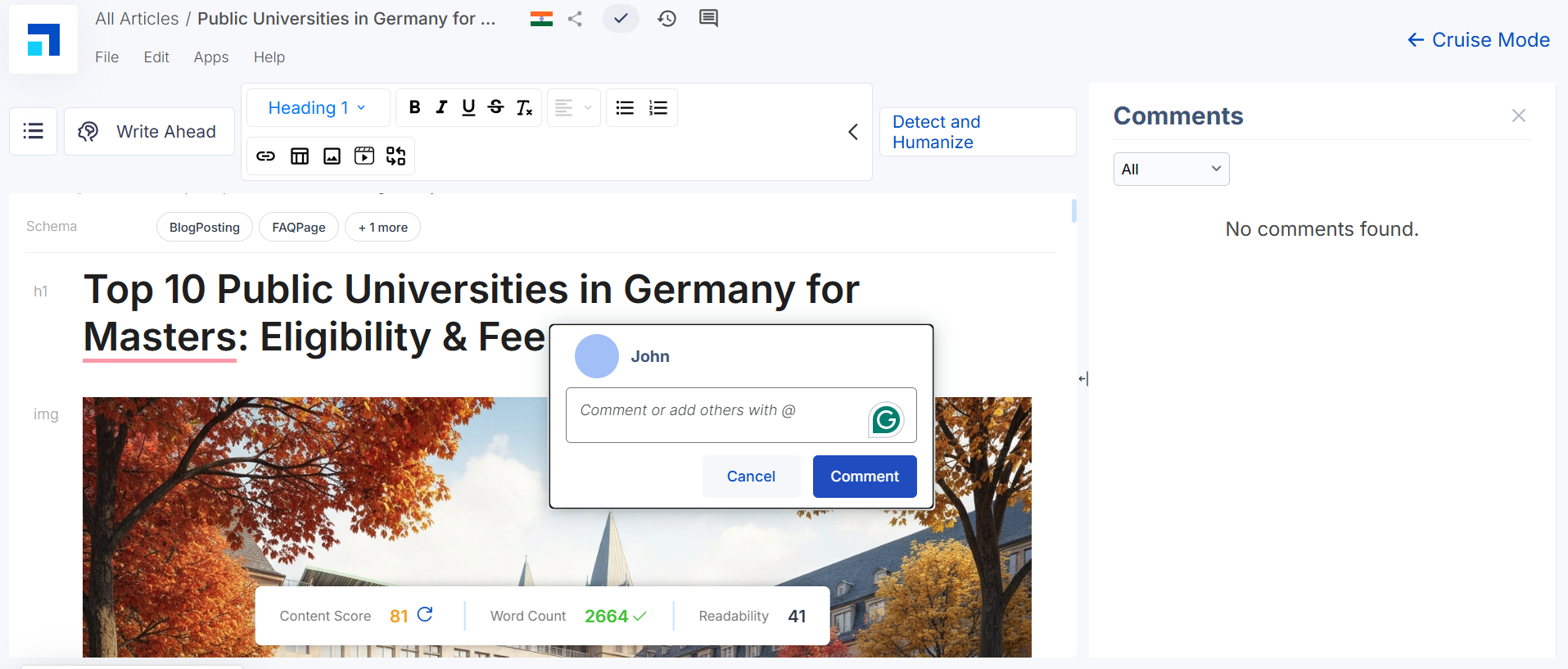 Scalenut's editor interface