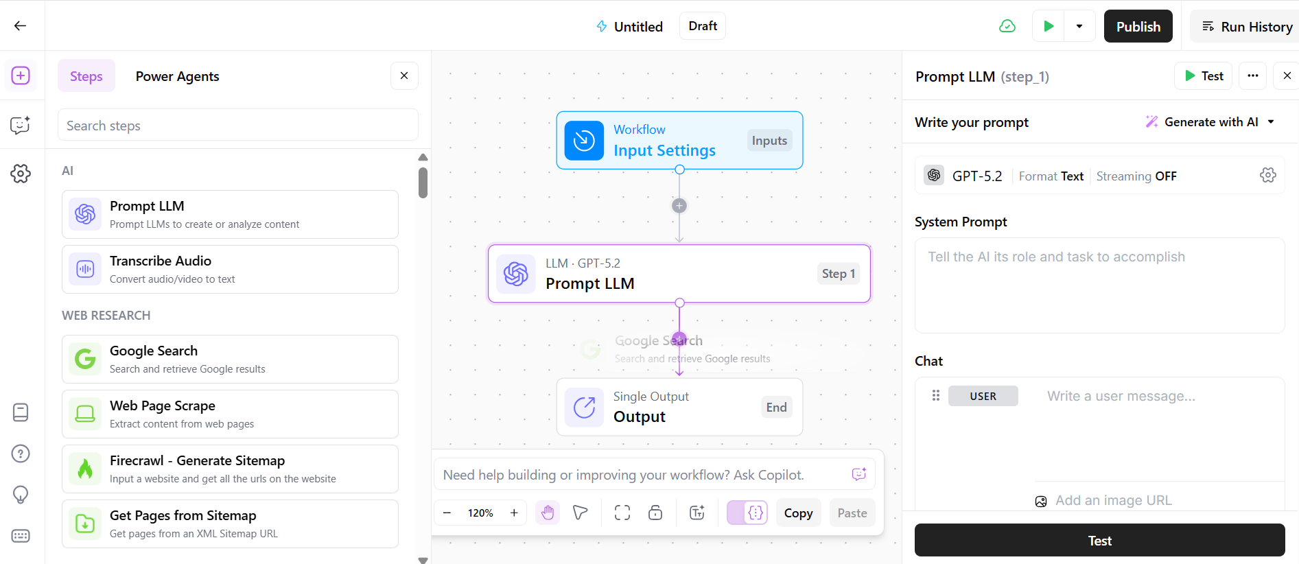Workflow editor of Airops