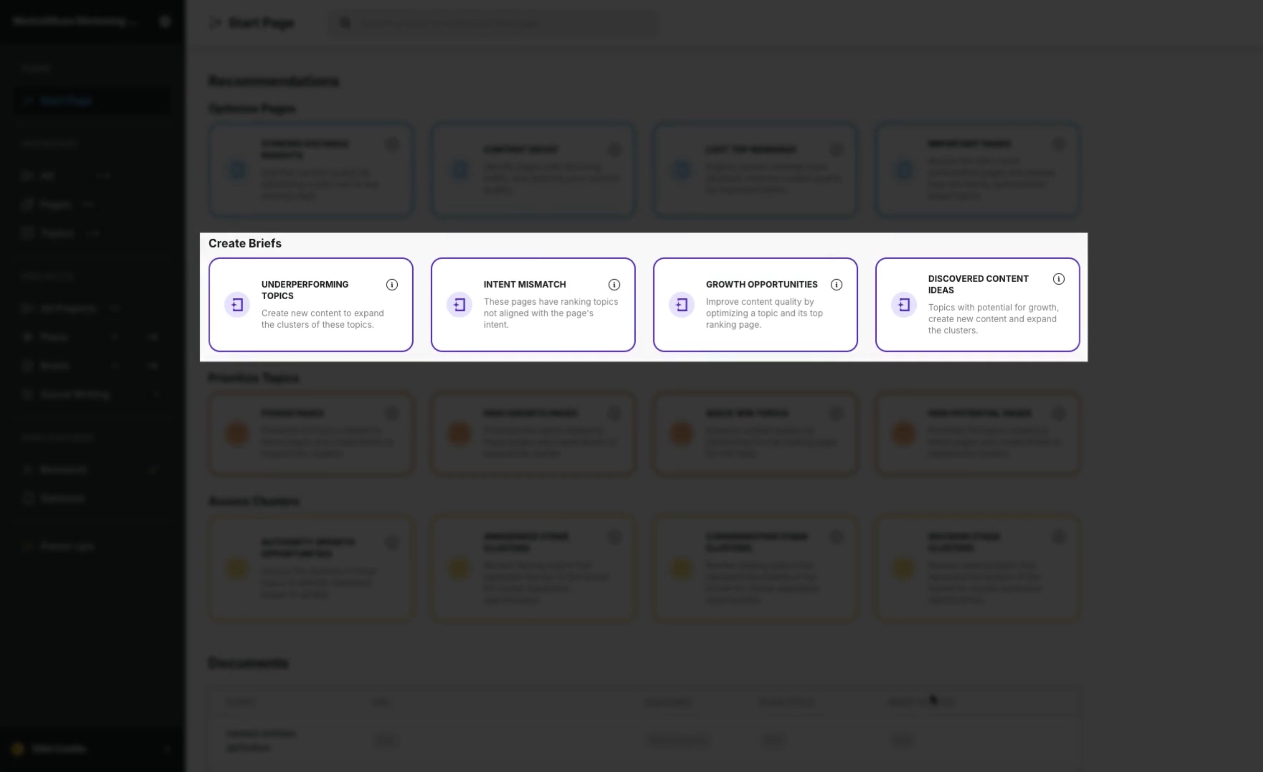 Create Briefs On MarketMuse Screenshot