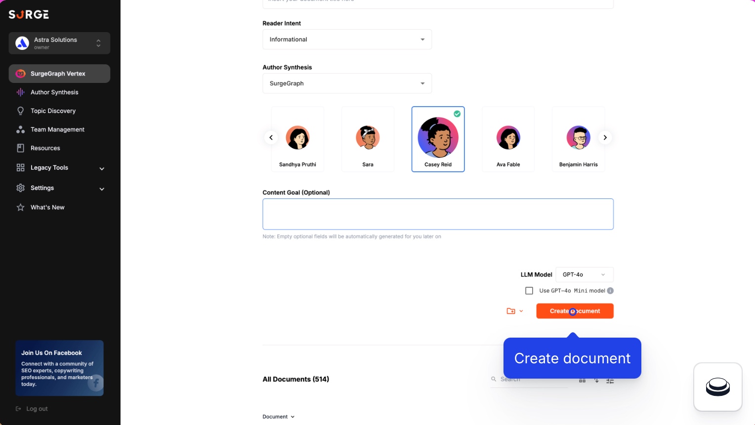 Author Synthesis on SurgeGraph
